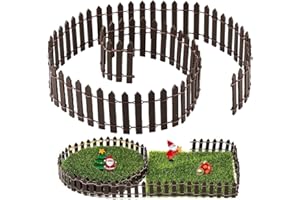 QUOHE Mini Valla para Jardin, Miniatura Vallas Jardín de Madera, Marrón Adorno Valla Miniatura para Arbol de Navidad Casa de Muñecas Decoración Micro Planta Decoraciones Bricolajede Jardíns de Hadas Bonsái