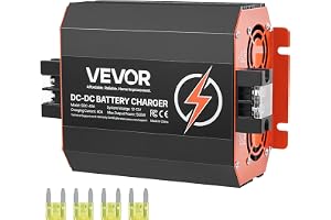 VEVOR 12 V 40 A DC till DC batteriladdare, 500 W, inbyggd batteriladdare för blysyra, litium, AGM, gel och översvämmade batte