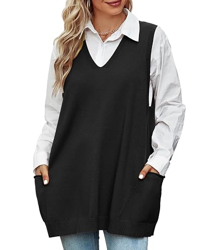 Gilet Donna Morbido Con Scollo A V - Maglione Senza Maniche Autunnale In Maglia