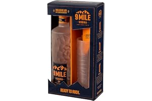‎9 MILE 9 MILE Vodka Gift Set with 0.7L Bottle & 9 MILE Glass - 37.5% Vol. Premium Vodka with LED Lighting, Granite Rock Filtration & Mild Taste - Ideal for Long Drinks or Pure Enjoyment