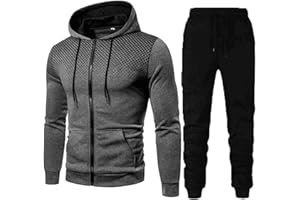 nTRIUQJ Tenue Sport Homme DéContracté Hooded Survetement Sport Ensemble Doux Chic VêTement Complet Full Zip Sweat à Capuche et Pantalon et Fall Jogging Homme Ensemble Training Homme Complet Pas Cher