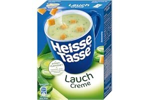ERASCO HEISSE TASSE Hot Cup Leek Cream Soup with Crispy Croûtons Pack of 12 (12 x 450 ml), Ready in Just 2 Minutes - The Perfect Soups - Snack for Relaxing