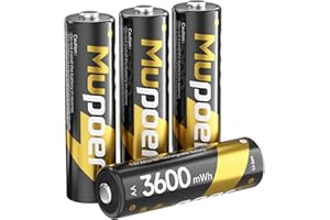 MUPOER Rechargeable Battery AA Lithium 4 Count 3600 mWh,1.5V Double A Batteries High Capacity,Long Lasting Rechargeable Aa Li-ion Battery,Lithium Aa Batteries for Blink Xbox,Not Include charger