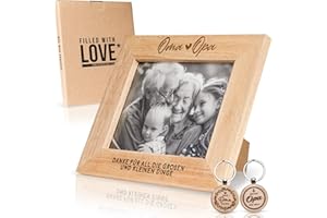 kupi Geschenkset Oma und Opa Geschenke | Bilderrahmen mit Gravur | Weihnachtsgeschenke für Großeltern | Geschenk Fotorahmen + Schlüsselanhänger