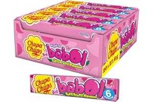 ‎CHUPA CHUPS Chupa Chups Big Babol Tutti Frutti Bubble Gum, Theken-Display enthält 20 Stangen Kaugummis mit Frucht-Geschmack, für große Kaugummi-Blasen, geeignet für Geburtstag, 20 x 27,6g