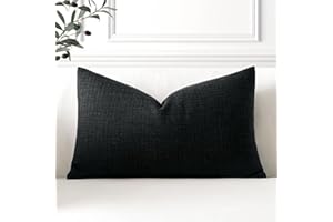 Artscope Housse de Coussin, Lot de 1 en Lin Canapé Taie d'oreiller de Couleur Pure pour Maison Salon Chambre Décoration D'intérieur (Noir, 30x50cm)