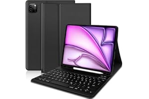 ‎ZABATOCO Tastatur Hülle für iPad Air 13" (M2, 2024) Wireless Abnehmbare Tastatur (QWERTZ) für iPad Air 13 Zoll iPad Pro 12.9 inch (6th, 5th, 4th, 3rd Generation)mit Schutzhülle mit Pencil Halter Schwarz