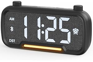 MINORZ Radio Réveil, Numérique Réveil avec Enceinte Bluetooth, Port de Chargement USB & Type C, Veilleuse, Volume & Luminosité Réglables, Réveil Matin pour Enfants | Ados | Séniors