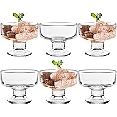 LONTOM Set of 6 Ice Cream Sundae Glasses, 200ml Glass Dessert Bowls, Clear Ice Cream Bowls, Prawn Cocktail Glasses, Trifle Bo