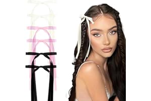 RYMAUP® 6 Stücke für Frauen und Mädchen, Doppellagiges Quastenband, Schleife, Haarspangen, Haarspangen für Mädchen mit langem Schwanz, Haarschmuck aus massivem Satin