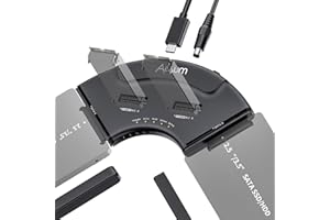 Alxum Adaptateur USB 3.0 vers M.2/SATA - 4 Baies Double PCIE NVMe USB C 10Gbps Lecteur de Disque Dur pour 2230-2280 M.2 SSD 2.5/3.5‘’ SATA SSD Compatible avec Windows/Mac oS/iPadOS/iOS/Linux/Android