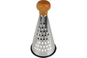 Fackelmann 31036 Stainless Steel Grater, Cheese Grater, Vegetable Grater, FSC-Certified Wooden Handle, Stainless Steel, 24 x 12 cm