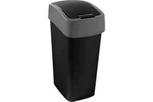 Curver | Poubelle Flip Bin 50L 29,4x37,6x65,3 cm Noir/Argent