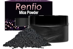 Renfio Pigment En Poudre De Mica 3,5 oz 100g, Naturel Colorant Pour Bougie, Colorant Resine Epoxy, Pour La De Fabrication De Savon, Slime, Bombes De Bain, Et Peinture, resine ongle – Noir Profonde