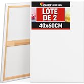 Zenacolor &ndash; Set of 2 Canvas Paintings 40 x 60 cm &ndash; 100% Cotton without | Canvas for Painting &middot; Canvas with Wooden Frame for O