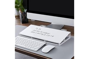 ULIFEME Lavagna Bianca Vetro, DIGIELE Cancellabile a Secco Lavagna in Vetro, Supporto per Tastiera + Organizer da Scrivania in Acrilico + 4pcs Pennarelli e 1pc Gomma per Ufficio, Casa e Scuola (Transpante)