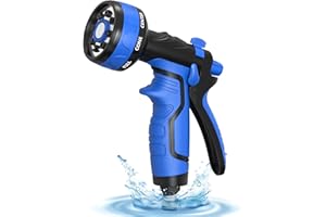 HMIL-U Hose Pipe Spray Gun, Upgrade Garden Hose Spray Gun,8 Adjustable Watering Patterns Garden Hose Nozzles & Spray Guns, Hose Nozzle Suitable for Watering Plants/Washing Cars/Showering Pets(Blue & Black