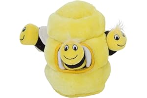 OUTWARD HOUND Verso l'esterno Hound Kyjen 31010 Nascondi Un Ape Dog Toys Interactive Peluche Squeak 4 Pezzi Giocattolo, Grande, Giallo