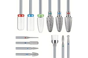 WUBAYI Kit de 13 brocas profesionales para uñas con brocas de carburo y brocas de cerámica para taladro de uñas, juego de limadores de uñas definitivo para eliminación de gel acrílico, pulido, cuidado