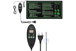 Pfloge Tapis chauffant avec thermostat, 50 W, pour terrarium, PVC, imperméable, pour plantes, serre, contrôle de la température de 1 ℃ (20-45 °C), pour semis, animaux domestiques et reptiles