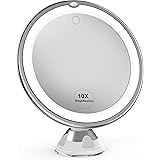 Venigo Specchio per Trucco Makeup con Ingrandimento 10X luci a LED touch control e braccio girevole