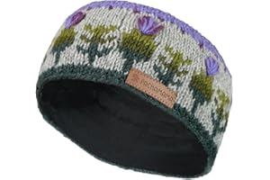 PACHA MAMA Pachamama Cache-oreilles en laine pour femme - Doublure polaire - Chardon écossais - Multicolore - Taille unique - Fait à la main - Commerce équitable