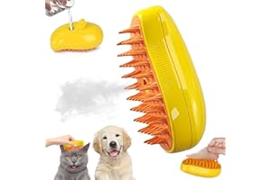 LYNBLY Steamy Cat Brush, cepillo de vapor para gatos 3 en 1, Cepillo de gato autolimpiante, Cepillo de Aseo para Gatos for Tangled and Loosse Hair, para pelo largo y corto (Yellow)