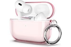‎ULAK ULAK für AirPods Pro 2/1 Generation Hülle, Durchsichtig Stoßfest Hülle Dünn Schutzhülle mit Karabin Transparent Ladecase für Apple AirPods Pro 1st/2nd - Rosa
