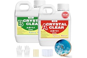 NIUB resina epoxi, 1000 ml de resina epoxi transparente con endurecedor, resina y endurecedor, juego de resina sintética transparente, segura y no tóxica, sin burbujas y fácil para principiantes,