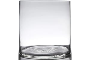 innaGLAS INNA-Glas Pot de Fleurs en Verre Sansa, Cylindre - Rond, Transparent, 25cm, Ø 25cm - Photophore en Verre - Cache-Pot Transparent