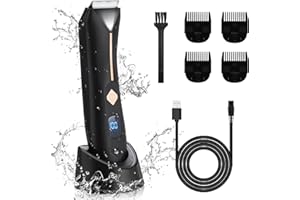 icyant Tondeuse Corps Homme, Tondeuse Corps pour Partie Intime Homme- Rechargeable, IPX7 Étanche Rasoir Corps homme avec Lumière LED et Station de Charge, Cadeau Hommes
