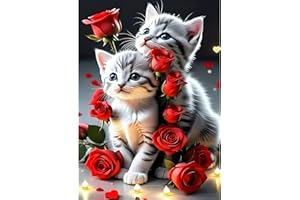 QINRUBB DIY 5D Chatons Peinture Diamant Painting Kit, 5D Fleurs de Roses Art du Diamant Complet Kits, Amoureux Diamond Art Kits Point de Croix Painting pour Adultes Débutants Maison Décor 30x40 cm