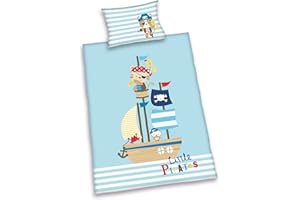 Herding Baby Best Kleinkinder-Bettwäsche-Set, Lara Little Pirates Wendemotiv, Bettbezug 100 x 135 cm, Kopfkissenbezug 40 x 60 cm, Baumwolle/Renforcé
