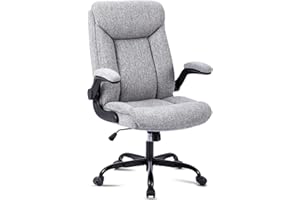 MZLEE Ergonomischer Bürostuhl Computerstuhl Schreibtischstuhl Drehbarer Arbeitsstuhl mit hochklappbarer Armlehne, höhenverstellbar, Bequem für Büro Heim Gaming (Grauer Stoff)