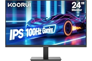 KOORUI E2411F Écran 24", Moniteur PC IPS, FHD 1920x1080 pour bureau, Moniteurs PC 100Hz, Protection des yeux, HDMI & VGA, VESA 100 x 100 mm