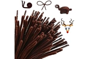 QXRXN Pfeifenreiniger Braun zum Basteln, 100 Stück Pfeifenputzer Braun Chenilledraht Basteln 6 x 300 mm Lang, Braune Pfeifenputzer Bastelset für Kinder Weihnachten Halloween Handwerk DIY und Dekorieren