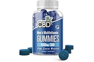 CBDfx 1500mg CBD High Strength Men's Multivitamin Vegan Gummies, Vitamin A, C, D3, E, B6, B12, Zinc, Biotin, Iodine, Selenium, Folic Acid, Pantothenic Acid, 60x Bottle (30 Days)