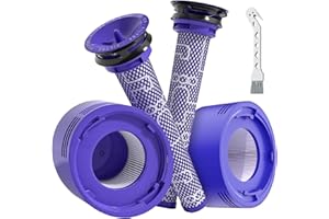 XLX Filtre de Remplacement pour Dyson V7 V8 SV10, avec Filtre à Moteur à 2 Postes + 2 Préfiltres, Compatible avec l'Aspirateur-balai Dyson V7 V8 Animal Absolute Motorhead Fluffy SV10