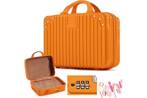 Amylove Aufbewahrungsbox für Erwachsene für Spiele, Spielzeug, Organizer für Damen und Herren, Schlossbox, Spielzeug-Reisetasche, 32,6 x 24,8 x 17,9 cm, Orange