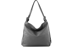 modamoda de T192 Damen Leder Rucksack Schultertasche, 40 x 37 x5 cm, Groß, handmade in Italy