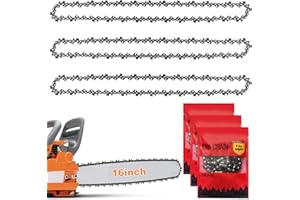 LEIKEDUN 3-Pack Chainsaw Chain for 16 Inch (40cm) Bar, 57 Drive Links, 3/8" LP 0.050" (1.3mm) Gauge, 65 Manganese Steel Replacement Chain Compatible with Titan,Black & Decker,Einhell,Ryobi,and Other Chainsaws