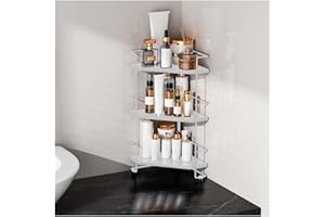 GAGUIUP Counter Corner Shelf,White 3-Tier Kitchen Cabinet Organizer, Space Saving Countertop Pantry Organizer Rack and Storage Shelf for Bathroom Office and Living Room