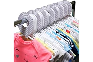 Bloomsworld 8 Baby Wardrobe Dividers, Baby Clothes Hanger Size Dividers from Newborn to Toddler Age, Grey Polka Dots for Boys and Girls