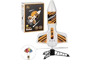 SainSmart Jr. Zabawka rakietowa – zmotoryzowana rakieta ze spadochronem, start do 61 m, zabawka outdoorowa dla dzieci w wieku 8-12 lat (biała)