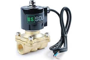 U.S. Solid Électrovanne électrique sous-marine en laiton 1/2" IP67 230 V AC fermé sans courant, Viton, air, eau, huile, carburant, filetage G
