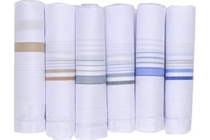 Namaste Trends Men's Handkerchiefs 100% Soft Cotton Pocket Square Hankies 6 Pack