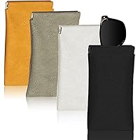 JYNXOR 4 Pcs étui Lunettes Souple, Pochette Lunettes, Rangement Lunette De Soleil, PU Cuir Boitier Lunettes Lecture Sac, Portable Étanche Etui A Lunette Souple De Voyage Pour Femme Homme Enfant
