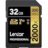 Lexar Professional 2000x Scheda SD 32 GB, Scheda di Memoria SDHC UHS-II senza Lettore, Lettura Fino a 300MB/s, per DSLR, vide