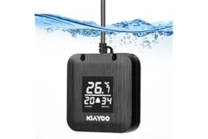 KIAYOO Termómetro Digital para Peceras, Termómetro Sumergible para Acuarios con Alarma de Alta y Baja Temperatura, Precisión 0.1℃, Termómetro de Agua con Fuente de Alimentación Usb, Pantalla Led HD