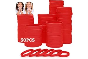 HONTIUS 7'' Braccialetti In Gomma, 50 Pezzi Braccialetti In Silicone, Rosso Vuoto Elastici di Gomma per Uomo Donna Scuola Insegnante Squadra Festa 8~12 di età
